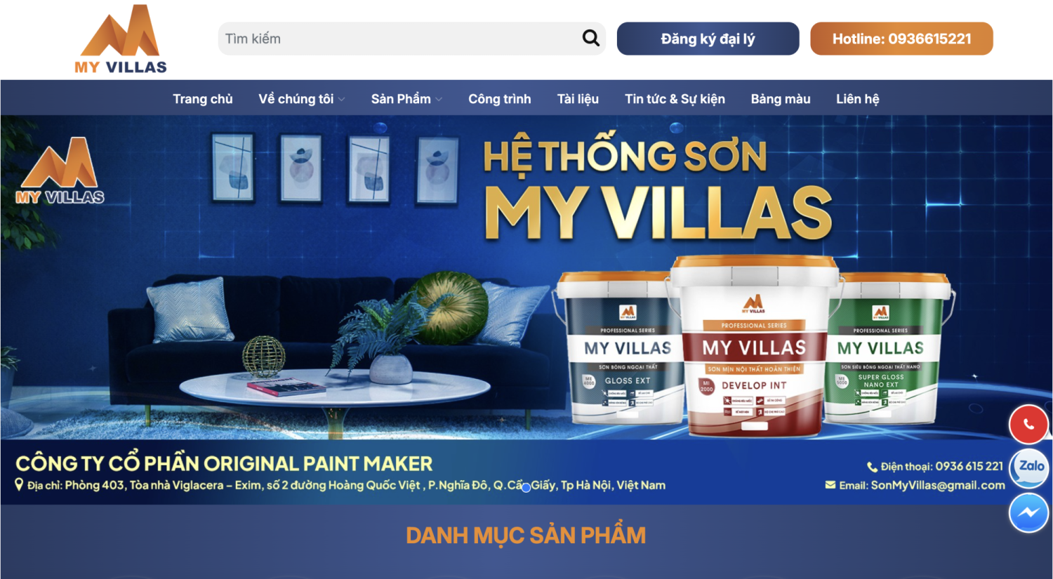 Thiết kế web bán sơn My Villas